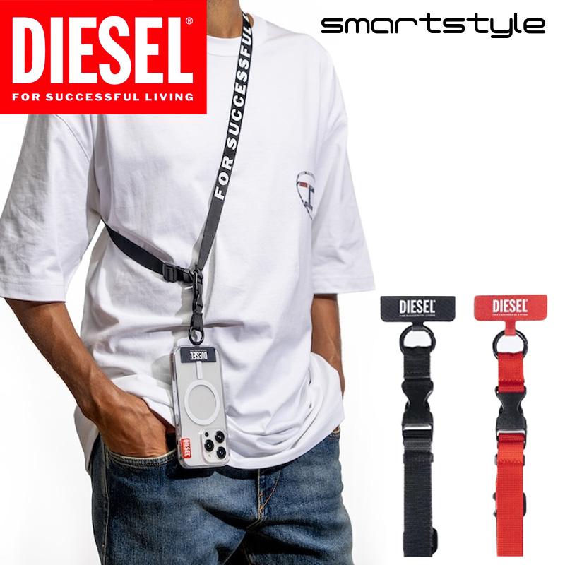 【新品未使用品】DIESEL マットブラックスマホストラップ DIESEL 送料無料 スマホストラップ ネックストラップ ストラップ