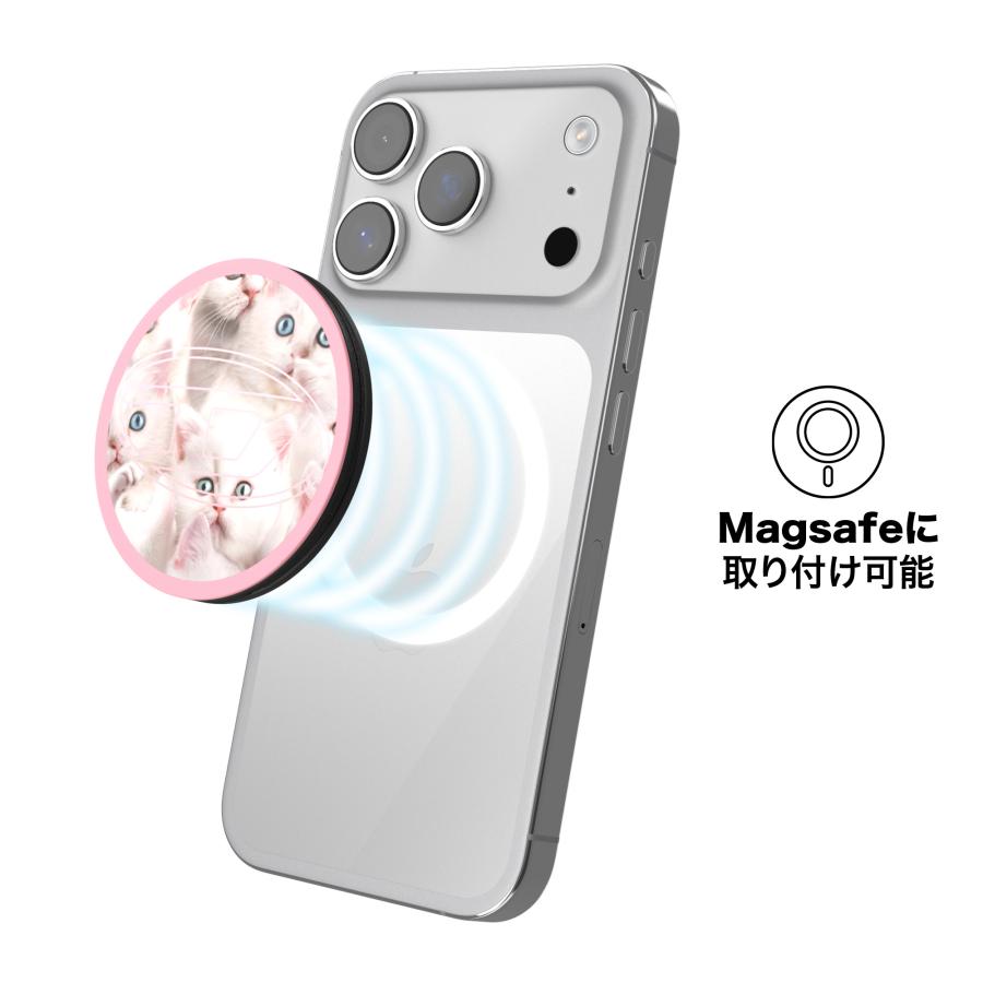 DIESEL スマホスタンド グリップ＆スタンド MagSafe / 他機種対応 ロゴ ブランド おしゃれ ブランド 人気 [ ピンク x キャッツデザイン ] ※当店限定1年保証※ |  | 03