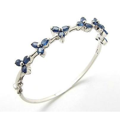 【2022年製 新品】 Sterling Plated Rhodium Sapphire Blue Genuine 特別価格5.6cttw Silver Bracele好評販売中 Bangle ペアブレスレット、バングル