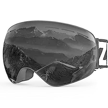 【即納】 雪眼鏡 スキースノーボード用 Zionor OTGデザイン ブラックフレームブラックレンズ X A2-ライチョウ 防曇 UV保護 レンズ 着脱式 球面 その他スキー用品