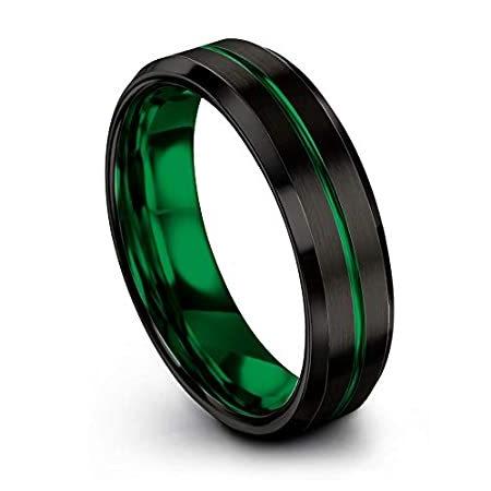 (税込) Ring Band Wedding Tungsten Collection Color 特別価格Chroma 6mm 好評販売中 Green Women Men for 指輪