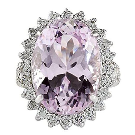 特別価格22 Carat Natural Pink Kunzite and Diamond (F-G Color, VS1-VS2 Clarity) 14K 好評販売中