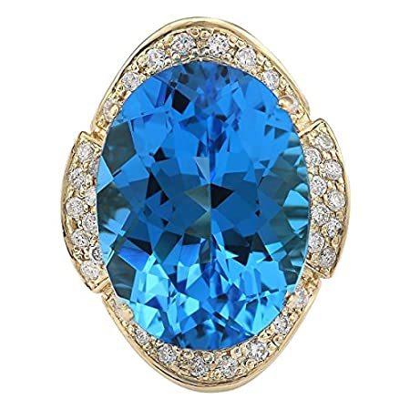 最高品質の 特別価格24.2 Carat Natural Blue Topaz and Diamond (F-G Color, VS1-VS2 Clarity) 14K 好評販売中 指輪