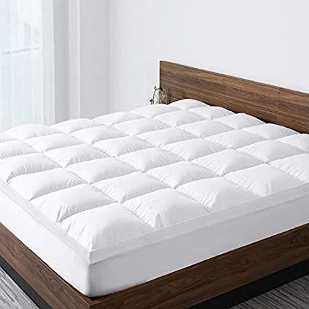 Mattress Topper Extra Thick (Queen) -Cotton Pillow Top Cooling Fitted Plush クッションカバー