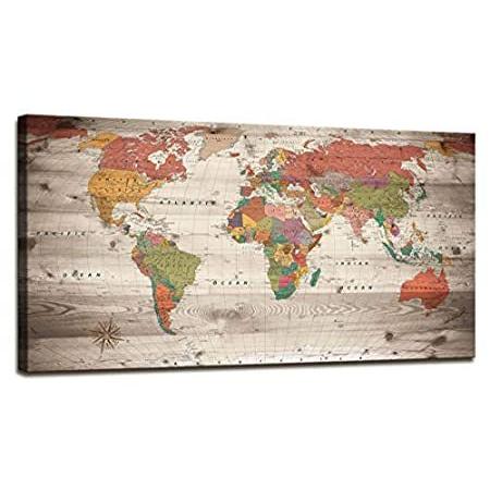 かわいい キャンバスプリント Hd写真 世界地図ポスター リビングルーム装飾 ウォールアート 世界地図 モダン ビンテージアート 大きなフレーム入りアートマップ レリーフ アート Www Economistascadiz Com