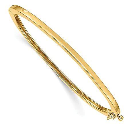 超美品の 特別価格14k Yellow 8"好評販売中 Bracelet Cuff Bangle Hinged Solid 2.5mm Gold ペアブレスレット、バングル