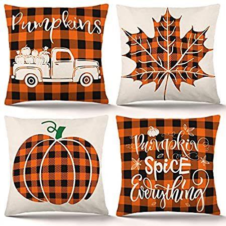 2021最新のスタイル Thanksgiving 4 of Set Inch 18x18 Covers Pillow Fall 特別価格ZJHAI Buffalo Aut好評販売中 Plaid 枕、ピロー 2021最新のスタイル Thanksgiving 4 of Set Inch 18x18 Covers Pillow Fall 特別価格ZJHAI Buffalo Aut好評販売中 Plaid 枕、ピロー