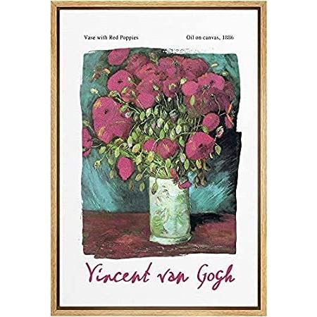 21人気特価 花瓶 ウォールアート キャンバスプリント フレーム入り Signleader 赤いケシ付き ト ファインアート イラスト ブラシストローク ボタニカル レリーフ アート Proksi Si