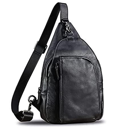 【高い素材】 特別価格Genuine Leather Sling Bag Vintage Crossbody Hiking Shoulder Bag Sling Backp好評販売中 バックパック、ザック