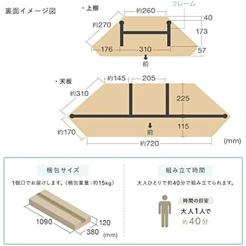 イーサプライ パソコンデスク コーナーデスク 角デスク ラック 棚 コンパクト設置 上棚高さ調整 配線トレー付き EZ1-DESKH066M｜smaruko2｜06