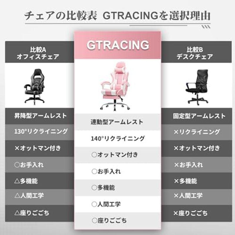 GTRacing ゲーミングチェア オットマン付き デスクチェア pcチェア 椅子 140°リクライニング パソコンチェア イス テレワーク｜smaruko2｜07