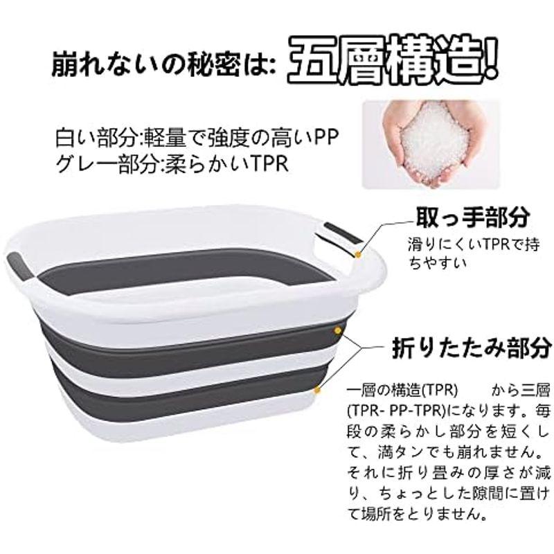 RULAYMAN 折りたたみ たらい 収納かご 大型 洗い桶 26L/40L 大容量 ソフトタブ 洗濯 ペット用バスタブ 猫犬お風呂用 コン｜smaruko2｜07