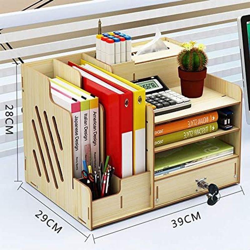 卓上収納ケース 大容量 オフィス収納 机上収納ボックス A4 対応 ペン入れ 新聞/雑誌/書類/文具用品収納 机上ラック 木製 事務用 デス｜smaruko2｜04