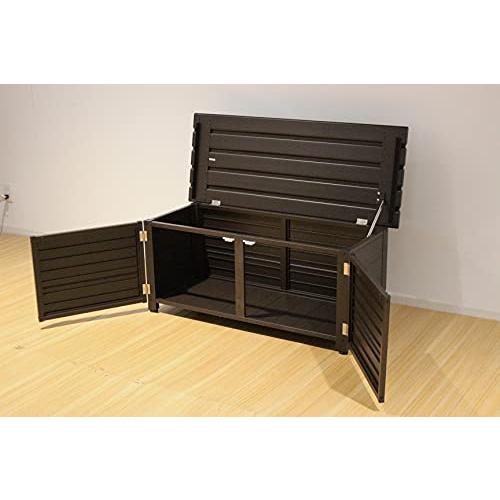 APET アルミ縁台ストッカー ガーデニング 物置 収納庫 大容量 110cm ブラウン幅113×奥行45×高さ48cm 