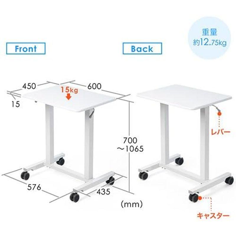 イーサプライ 上下昇降式デスク ガス圧昇降式 横幅60cm 奥行45cm 昇降幅36.5cm 座りすぎ防止 ノートパソコン台 キャスター付き｜smaruko｜10