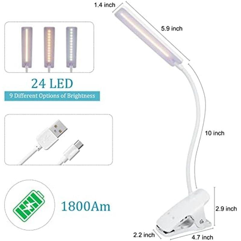 クリップライト LED デスクライト 読書灯 - Deaunbr USB 充電式 目に優しい デスクスタンド ブックライト クリップライト｜smaruko｜12