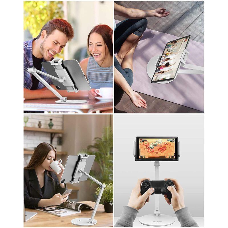 Abovetek タブレットスタンド 調節可能 Ipadスタンド ロングアームipadホルダー 360回転の スマホスタンド 卓上スタンド 超爆安