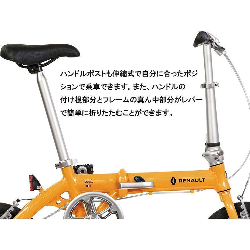 20197円 全日本送料無料 RENAULT ルノー LIGHT8 AL-FDB140 オレンジ 軽量アルミフレーム 14インチ  コンパクト折りたたみ自転車 本体重量8