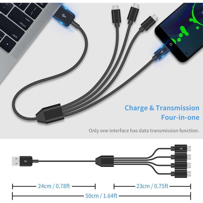 Duttek マイクロUSB充電ケーブル、4 in 1 Micro USBケーブル、Micro USB分岐ケーブル、USB2.0タイプA -｜smatrshops｜02