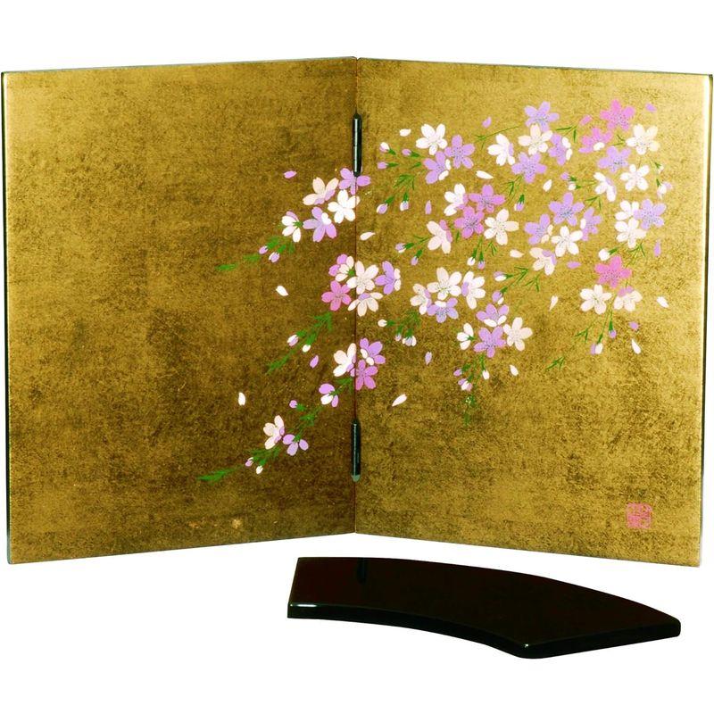 紀州のぬりもの 金箔 貼 姫 屏風 しだれ桜 金箔貼 花台付 22-87-6 衝立 屏風絵 パーティション 和 おしゃれ｜smatrshops｜02