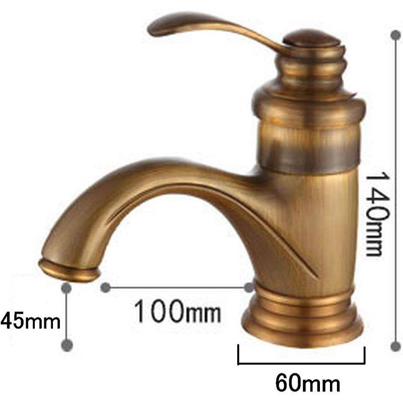 選べる2サイズ 洗面用 アンティーク 混合水栓 蛇口 シングルレバー 14cm 32cm レトロ 手洗いボウル用 洗面台 水道 取り付けホー｜smatrshops｜03