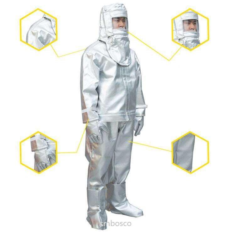 500度高温放射線防護服 高温作業断熱服 アルミホイル防火服 分体式