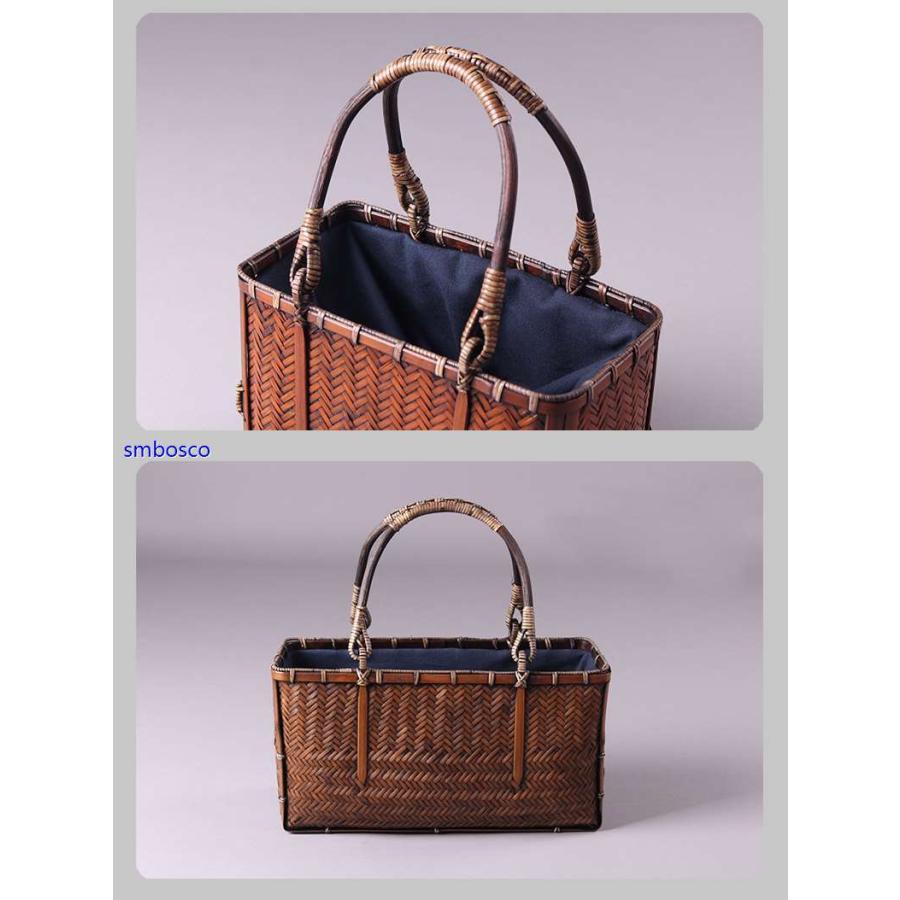 最高級 匠の技 かごバッグ 和風 トートバッグ 真竹 茶器収納 便攜