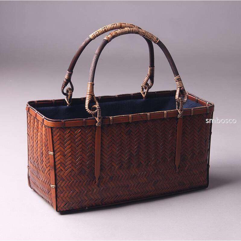 職人手作り 高品質 かごバッグ 真竹 古朴 自然 和風 竹編みバッグ