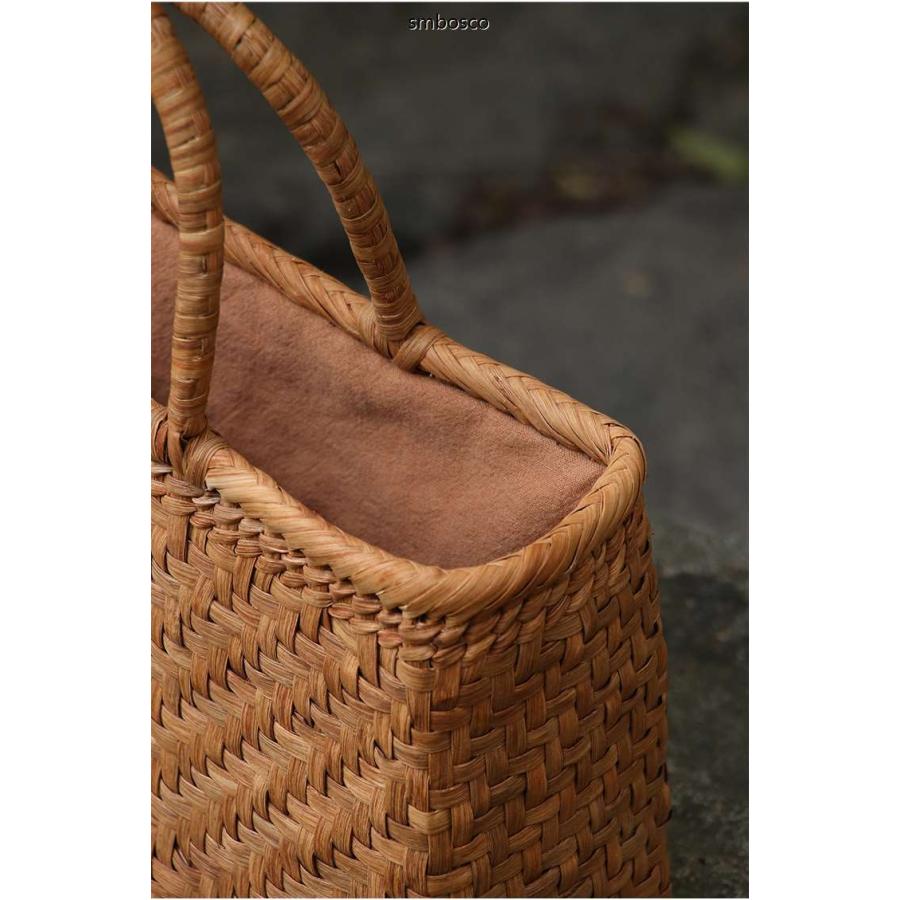美品　未使用　職人手編み　山葡萄かっご　バッグ　定番　網代編み みだれ編み 山葡萄 かごバッグ 内布付き 網代編み 山ぶどう 職人