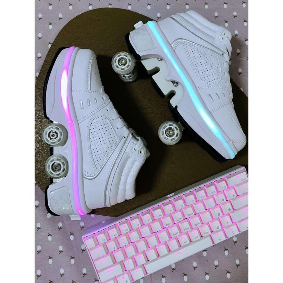 ローラーシューズ スニーカー 4輪 変形式 ローラースケート子供 大人