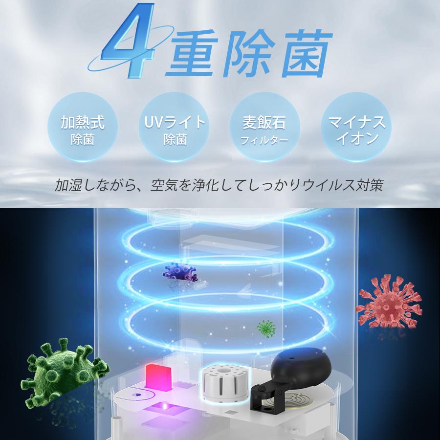 加湿器 ハイブリッド加湿器 自動湿度調節 四重除菌 6段階加湿 卓上 スチーム式 湿度設定 イオン除菌 UVライト  超音波 加熱式 次亜塩素酸水対応 新生活 応援｜smerlion｜12