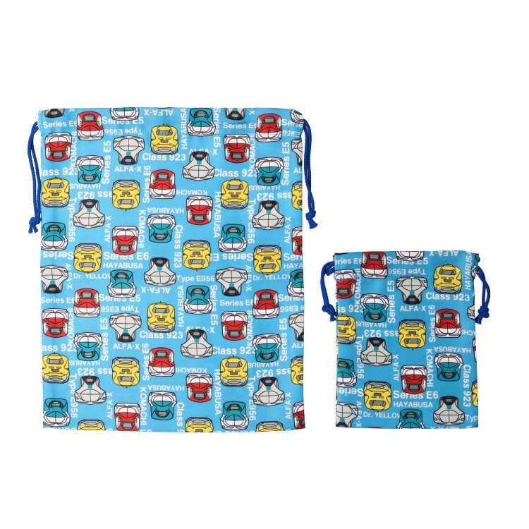 moujonjon 巾着袋 2枚セットJR 電車 新幹線 体育袋 給食袋 小学校