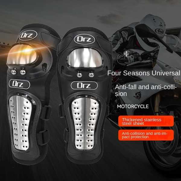 ステンレス製オートバイの膝パッド,モトクロスレース用,保護具,4 ステンレス製オートバイの膝パッド,モトクロスレース用,保護具,4