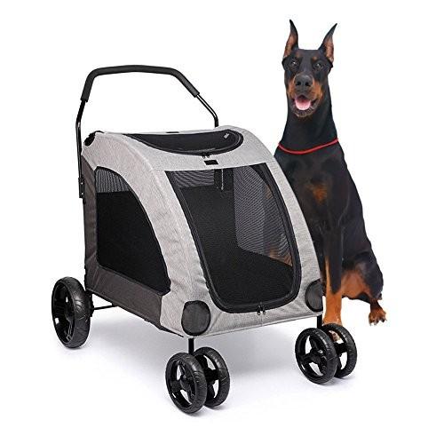 ペットカート 大型犬 中型犬 4輪 耐荷重60kg 大型犬の介護用 犬 お出かけ バギー 通気 前も後ろも網窓 介護 老犬 Obe Smile Box 通販 Yahoo ショッピング