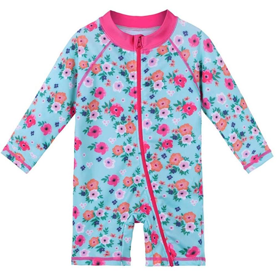 Baohulu ベビー 女の子 半袖 花柄 心柄 可愛い 日焼け止め 連体水着 スクール 幼稚園用 Dotpanj Tj