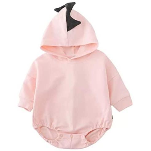 Newpoem ベビー服 ロンパース 春秋 可愛い フード付き 恐竜 男の子 女の子 新生児服 長袖 子供服 出産祝い ピンク 66 Erhamah Com