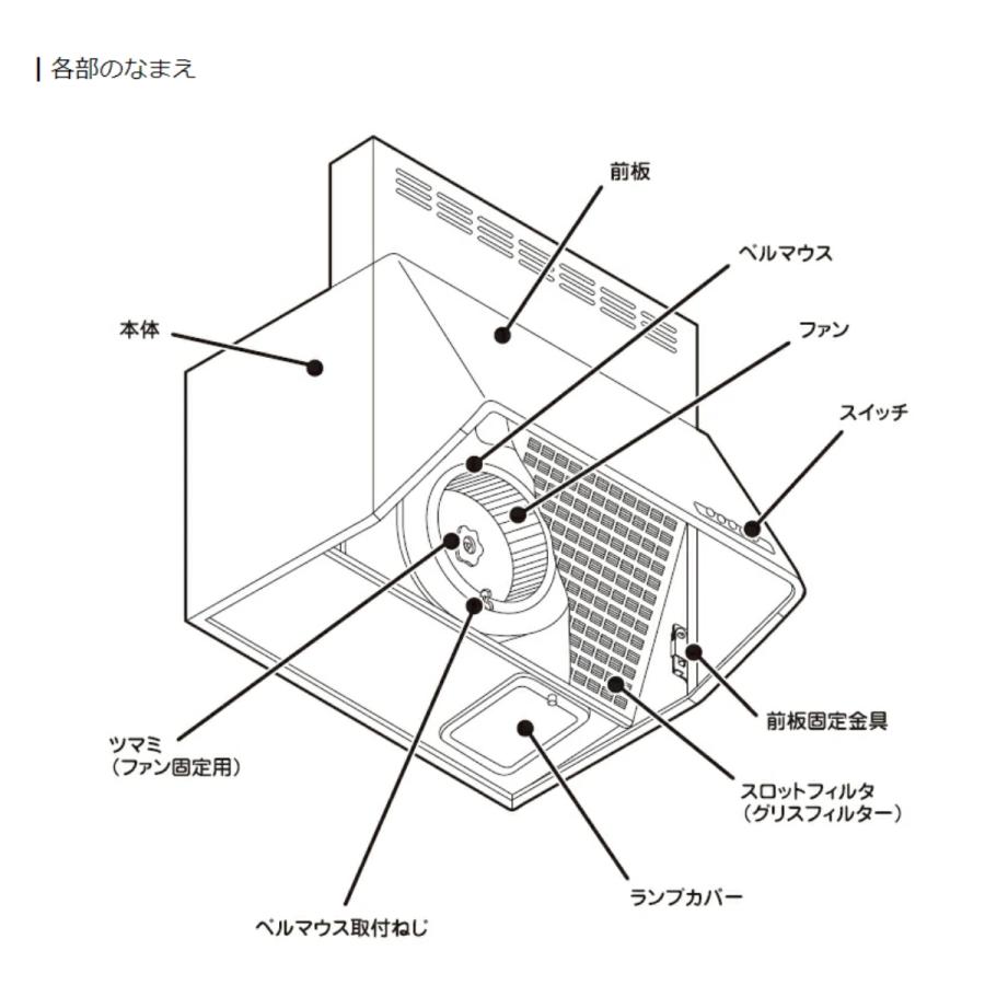 ナスラック レンジフード シロッコファン 深型 壁付け ブーツ型 キッチン 換気扇 お手入れ簡単 幅60cm 高さ60cm ブラック BDR-3HL-6016TNBK｜smile-com｜07