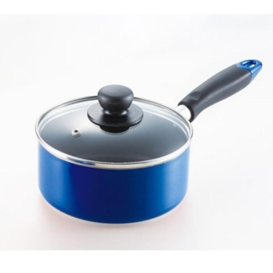 パール金属 片手鍋 18cm ふっ素 IH対応 ガス火対応 お手入れ簡単 ガラス蓋付 ブルー HC-151 : 4549308701517 ...
