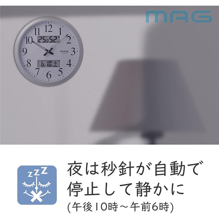 掛け時計 電波時計 アナログ ダブルリンク 環境目安表示機能付き 温度 湿度 日付 曜日表示 ホワイト W-711WH MAG(マグ)｜smile-com｜05