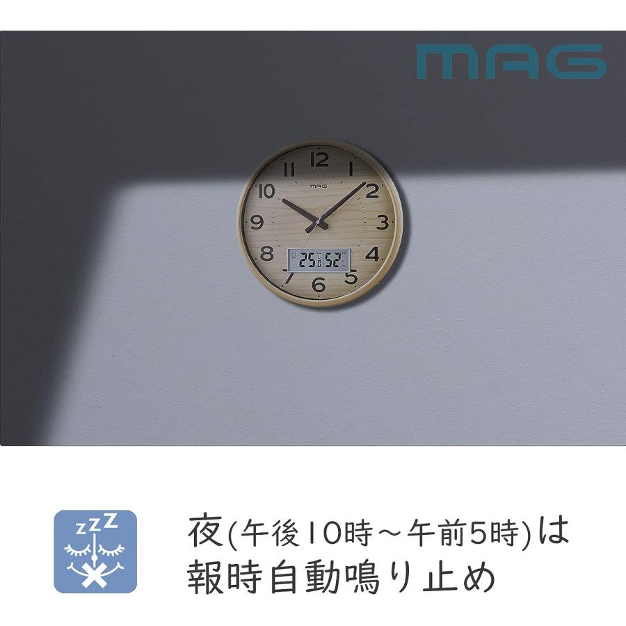 ノア精密 掛け時計 電波時計 アナログ ゴーフル 温度 湿度 表示 ノア精密 掛け時計 電波時計 アナログ ゴーフル 温度 湿度 表示
