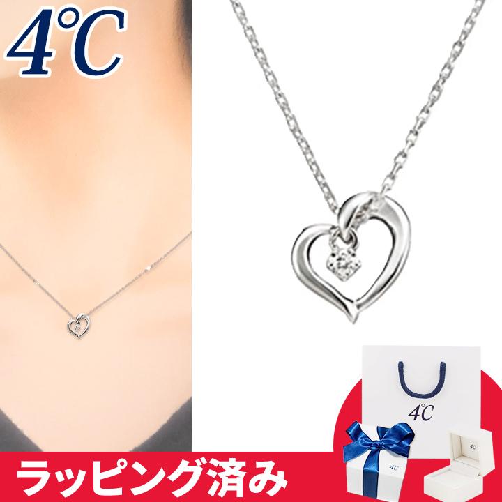 4℃（ヨンドシー） リボン済&紙袋 ネックレス 4月誕生日石 ダイヤモンド 