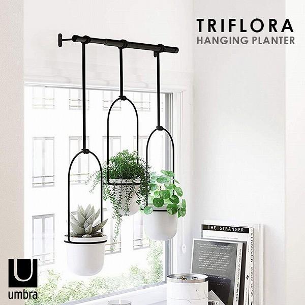 トリフローラ ハンキング プランター ホワイト 21011748660 「送料無料」/ umbra アンブラ / 観葉植物 室内グリーン ディスプレイ プランターポット 3連