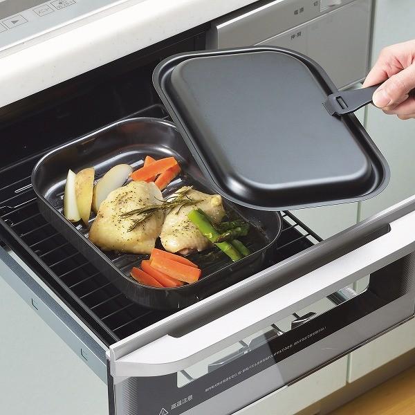 調理器具 F.J 楽天市場】角型グリルパン 30×18cm ラクッキング 鉄製 蓋