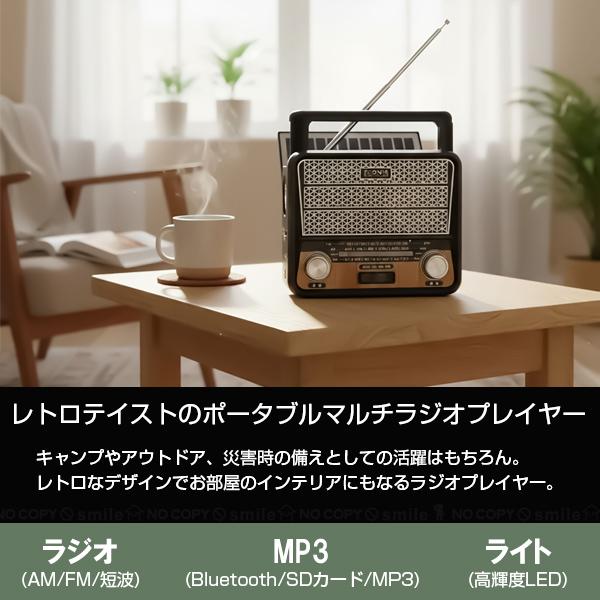 ECONIX LEDライト付 ポータブルマルチラジオプレーヤー RL-70232(BK