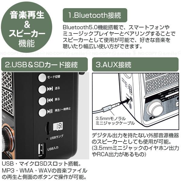 ECONIX LEDライト付 ポータブルマルチラジオプレーヤー RL-70232(BK
