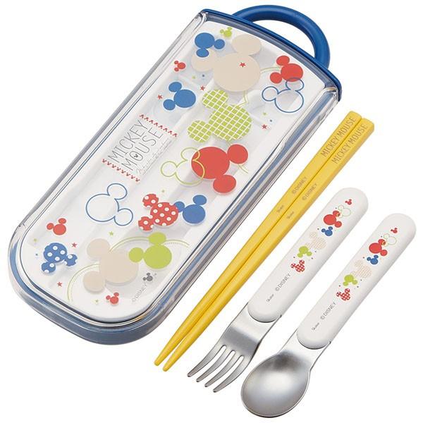 ミッキー ディズニー 箸 /  食洗機対応 スライド式 トリオセット Mickey カラフルポップ ミッキーマウス 名入れスペース付お箸 「ネコポス送料無料」