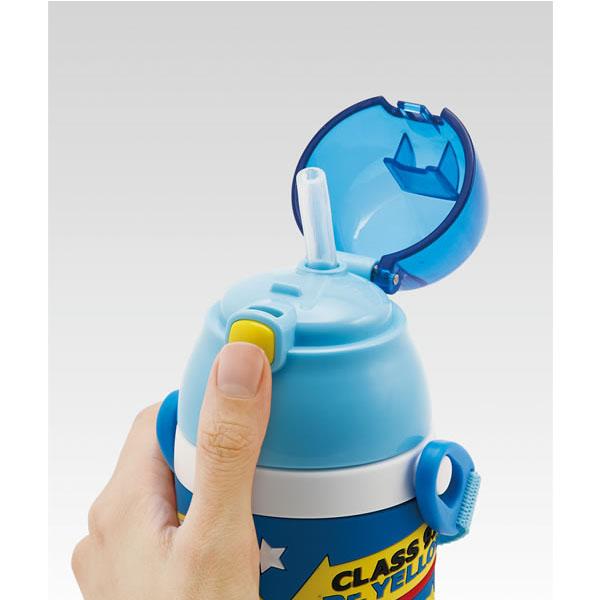 3D ワンプッシュ ストローボトル 380ml プラレール / 子供用 水筒 保冷 ワンタッチ ストロー ステンレス ショルダーベルト 幼稚園 新幹線 スケーター｜smile-hg｜02