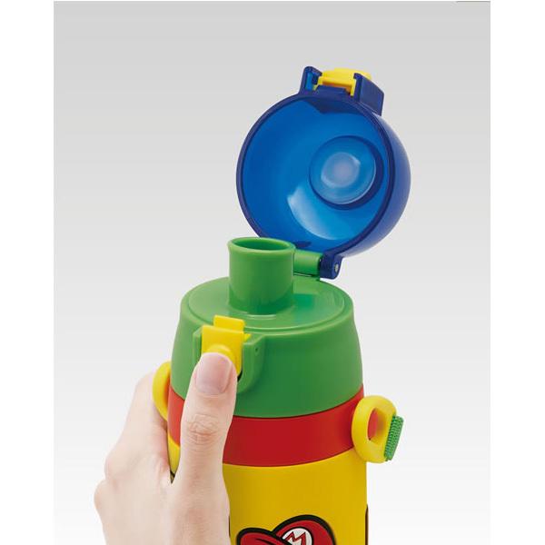 新品！スーパーマリオ 3D 直飲み ステンレス 水筒 子供用 保冷 480ml 水筒 ステンレス 直飲み 3Dロック付ダイレクトボトル スーパー