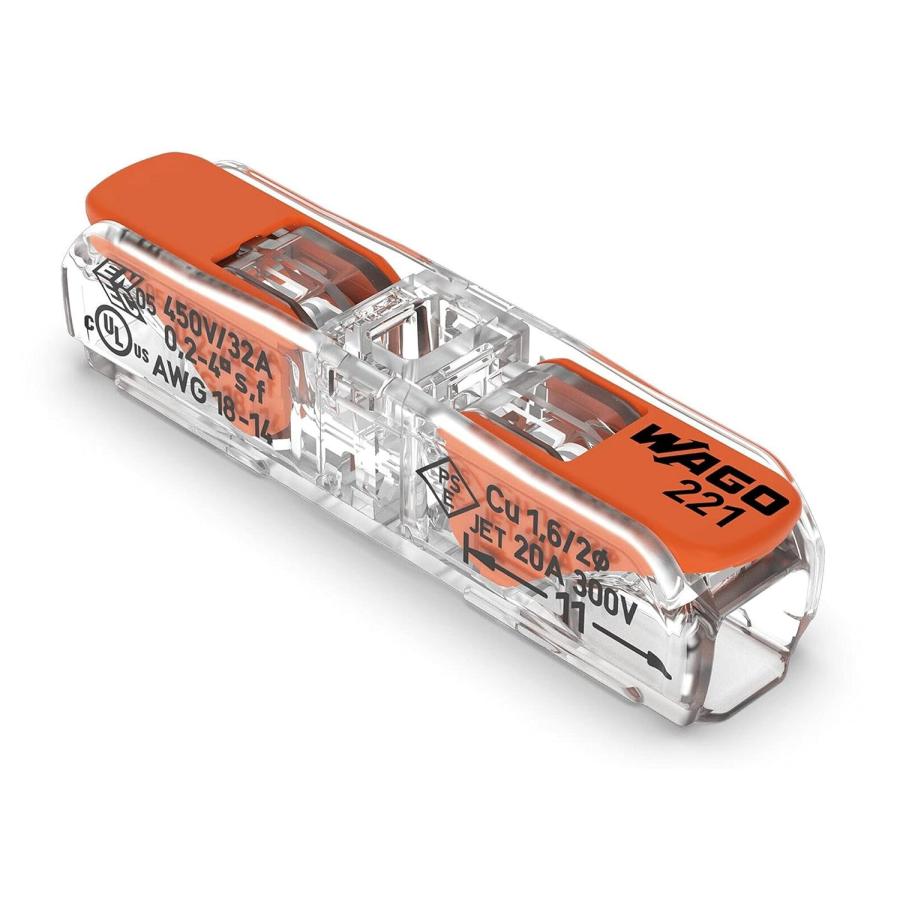 ワゴ WAGO 221-2411 (WFR-S4) 60個入/箱 インラインスプライシングコネクタ 直列結線タイプ ワンタッチコネクタ 電線コネクタ (40004048)@（Yahoo!・スマイル本舗 Yahoo!店）