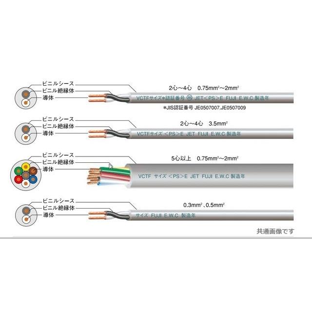富士電線工業 VCTF 0.3sq×2芯 14m (切り売り) 0.3mm 2心 ビニルキャブ